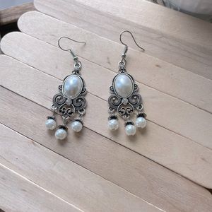 Hand made antique style faux pearl earrings